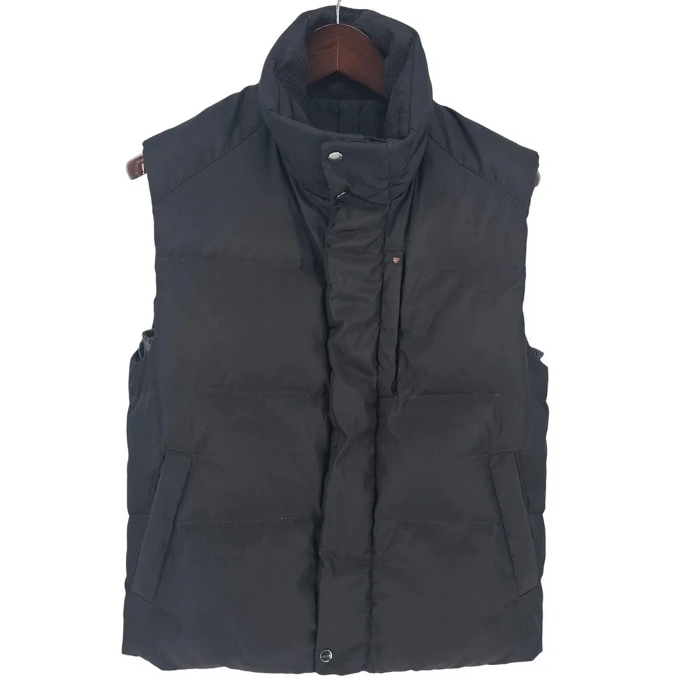 Vintage Postcard Real Down Puffer Ski Vest Mens 40 Brown Black Vero Piumino 1982